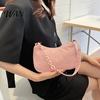 Corduroy Purse Women Shoulder Bag Stylish Top Handle Crescent Retro Style Handbag Simple Armpit for Shopping Commuting Dating
