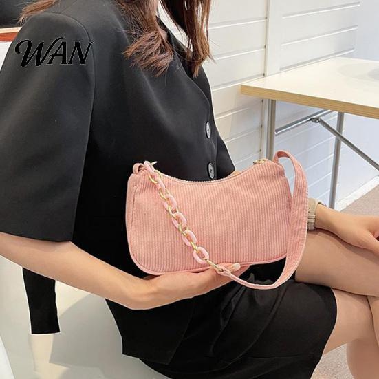 Corduroy Purse Women Shoulder Bag Stylish Top Handle Crescent Retro Style Handbag Simple Armpit for Shopping Commuting Dating
