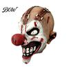 Escape Room Horror Decorations Halloween Clown Mask, Realistic Latex Scary Mask with Film Photographing Cosplay Accessories Red Nose for Haunted House