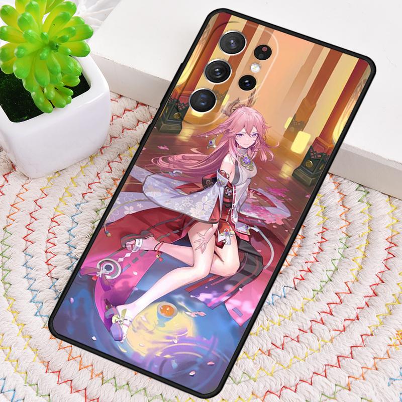 Genshin Impact Yae Miko Silicone Phone Case For Samsung Galaxy Note 10 Pro S26 S25 S24 S23 S22 S21 Plus S25Ultra Capa Cover