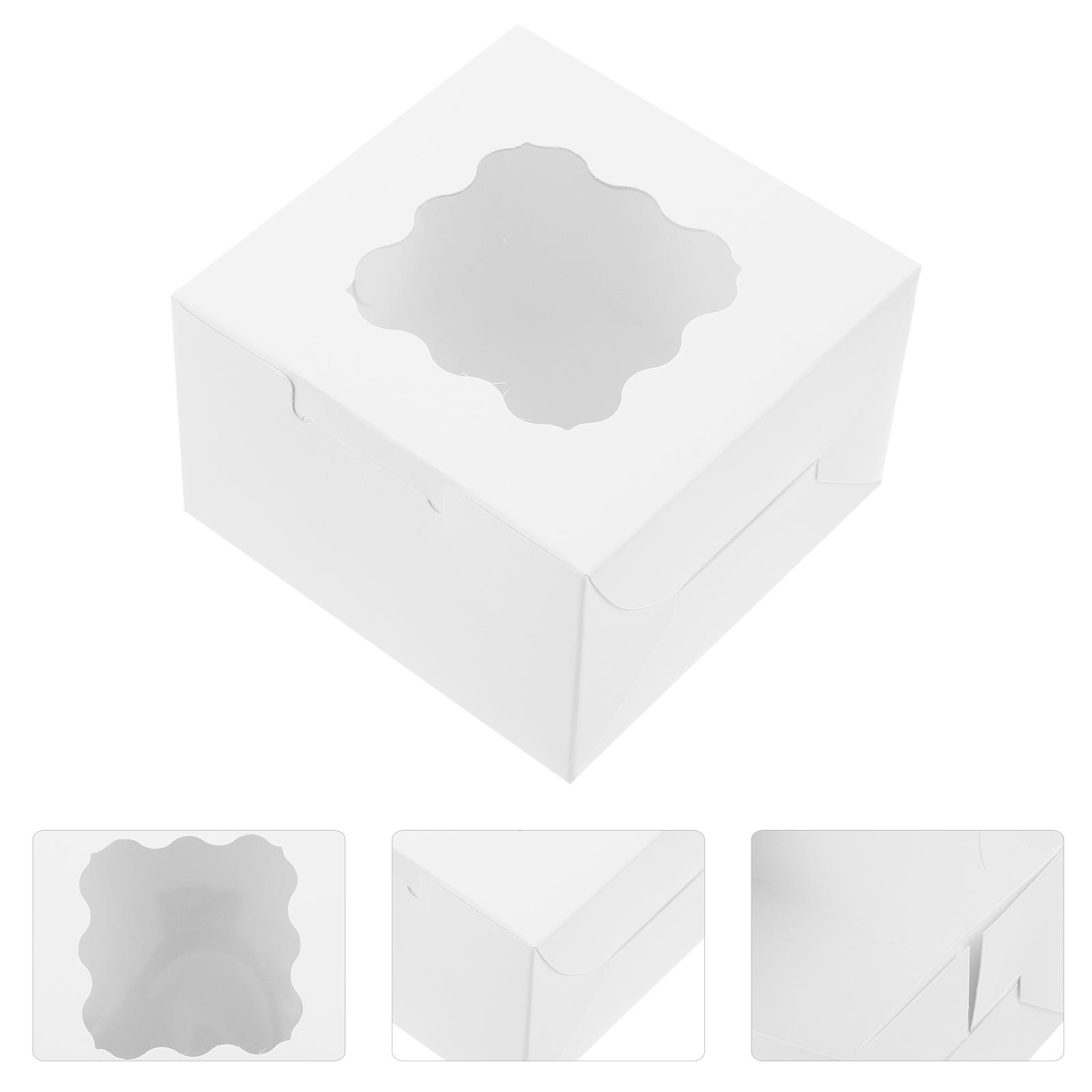 

Коробка для печенья Коробки для выпечки Контейнер для транспортировки тортов Крафт-бумага Маленькая подставка для пирожных и кексов белый