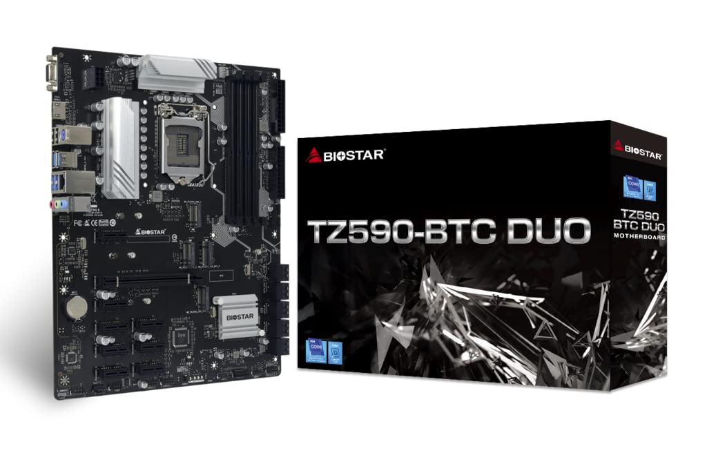 

BIOSTAR TZ590-BTC DUO Mining Motherboard with Z590 Chipset and 9 PCIe Slots