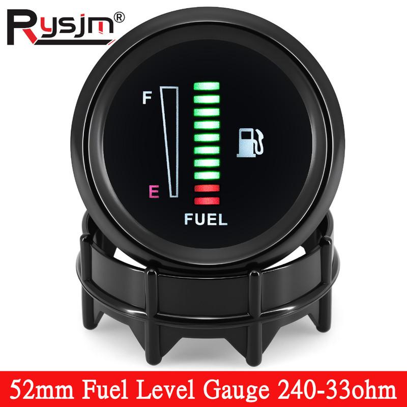 2  52mm Car Fuel Level Gauge E-F 10 LED Electronic Display Oil Tank Level Meter 240-33ohm Fuel Meter Automotive Gauges