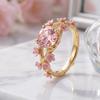 Delicate Flower Crystal Ring Elegant Finger Jewelry Gifts for Women Rhinestone Ring  Party