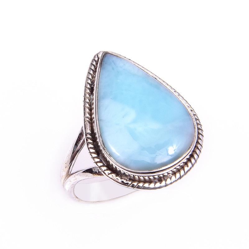 Natural Republic Larimar Gemstone 925 Solid Sterling Silver Gift Ring S.7 Z5y45