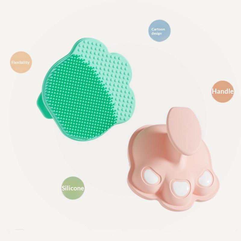 Soft Silicone Paw Shaped Bath Brush With Gentle Bristles And Massage Design Perfect For Baby Bathing Pet Grooming