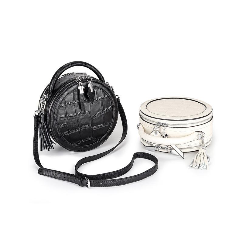 New small round bag crocodile pattern messenger bag leather fashion shoulder handbag bag fashion mini