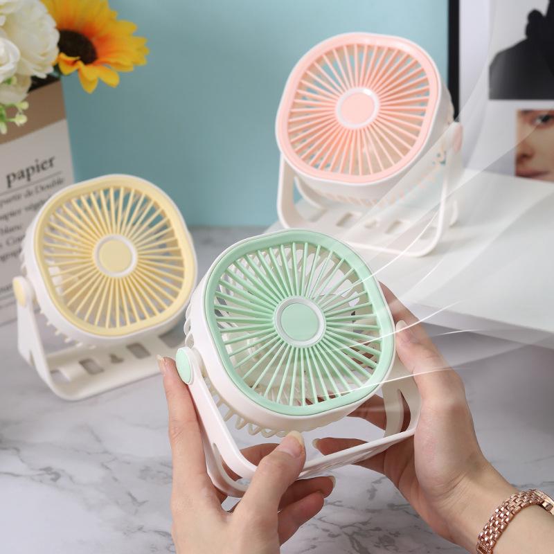 Compact USB Rechargeable Desktop Fan with Strong Wind and Wall-Mount Option for Dorms and Offices