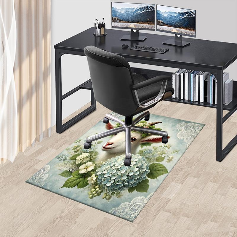 1PC Goat Flowers Non-Slip Floor Carpet Compatible for Office&Living Room&Bedroom&Dining room - Flat-Weave Machine-W227