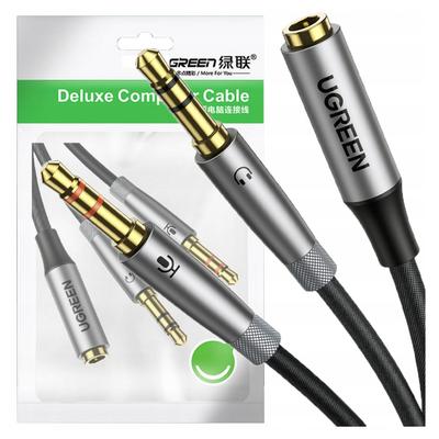 Ugreen Av193 Audio-Splitter Aux Kopfhörer + Mikrofon für Kabel Mini-Klinke 3,5 mm 20 cm (Grau)