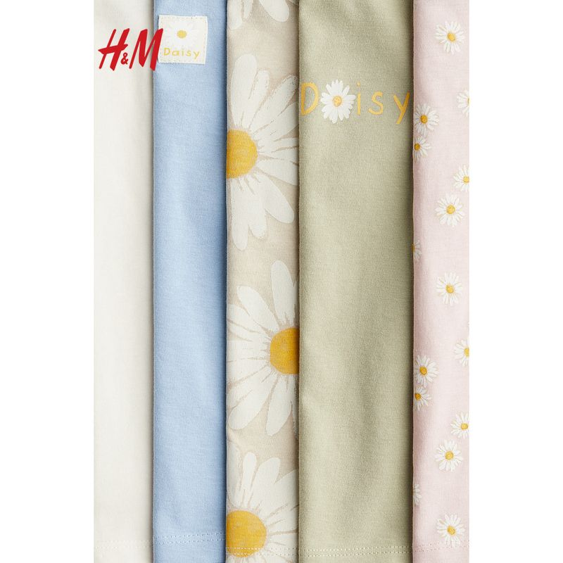 HM Children s Clothing Girl Summer 2025 New Arrival 5-Piece Cotton T-shirt 1276769