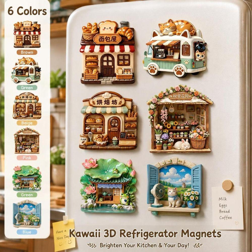 Cute Cat Theme Cat Fridge Magnet Simulation Decorative Fridge Magnet  Refrigerator Decoration