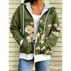 Reißverschluss-Spleiß-Mode Lockerer Damen-Kapuzenpullover mit Blumenprint Mode Frühling und Sommer