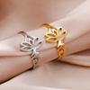 Lemegeton Lotus Flower OM Unalome Symbol Yoga Rings for Women Stainless Steel  Buddhism Finger Rings Jewelry for Women