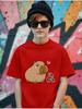 Bright Capybara Short Sleeve T Shirt For Kids Summer Cute Crewneck Casual 3-14