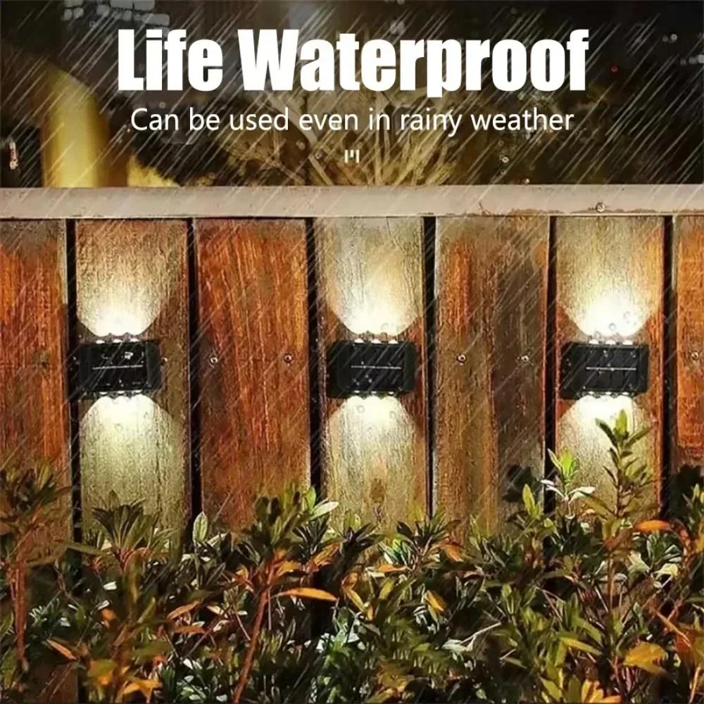 Solar Wall Light IP65 Waterproof LED Safety Light Up Down Lighting Easy Install Outdoor Patio Yard Garden Street Landscape Decor