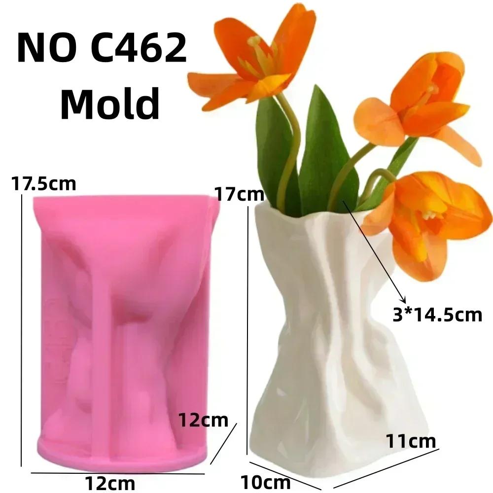 Nordic Striped Donut Cylindrical Vase Epoxy Resin Silicone Mold Circular Ring Donut Vase Concrete Cement Gypsum Silicone Mold