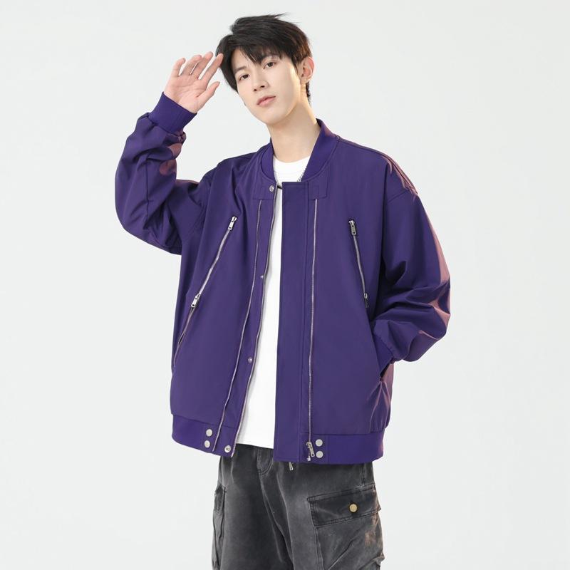 New Jackets Men's and Women's Outdoor Jackets In Autumn and Winter, Multi-zipper Baseball Collar Motorcycle Suit, Solid Color Waterproof Jacket.