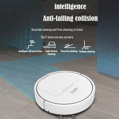 Aspirateur Robot 3 en 1 Mince 1000Pa Rechargeable par USB Silencieux Balayeur Automatique pour Poils d'Animaux Tapis Sols