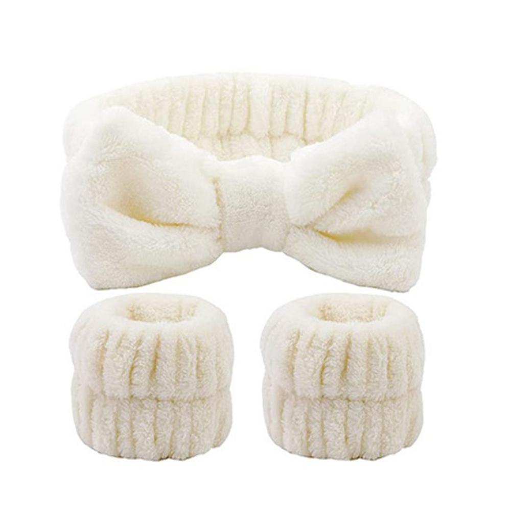 Stirnbänder zum Waschen des Gesichts für Frauen, Korallen-Fleece-Haarbänder, Manschette, wasserdichte Bänder, saugfähige Armbänder, Kopfband, Haar-Accessoires-Set