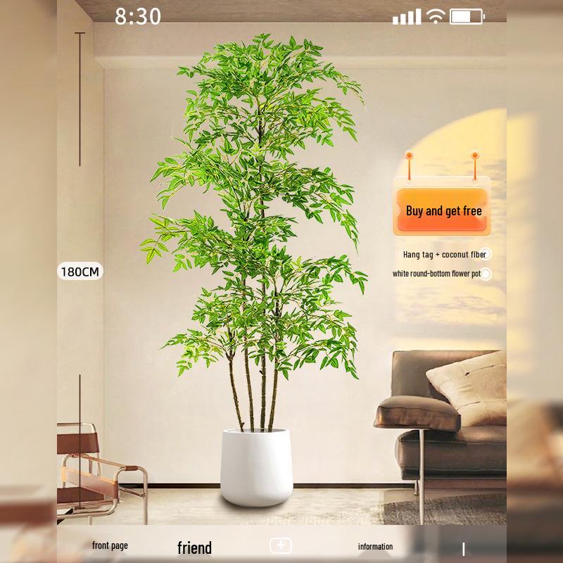 Nandina Luxus Kunstbaum - Dekorative Bionische Grüne Pflanze für Innenräume mit Seidenblumen für die Wohnzimmer-Landschaftsgestaltung.