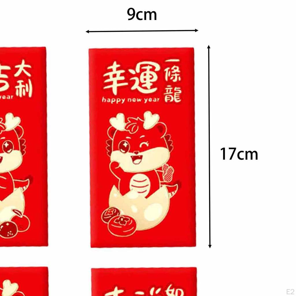 6 Pieces Chinese Year Red Envelopes Money Envelope Dragon Hongbao Hong Bao for Spring