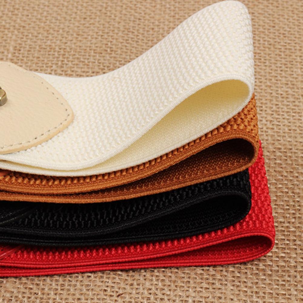 Women Fashion Elastic Wide Waistband Simple Leather Belt Decoration