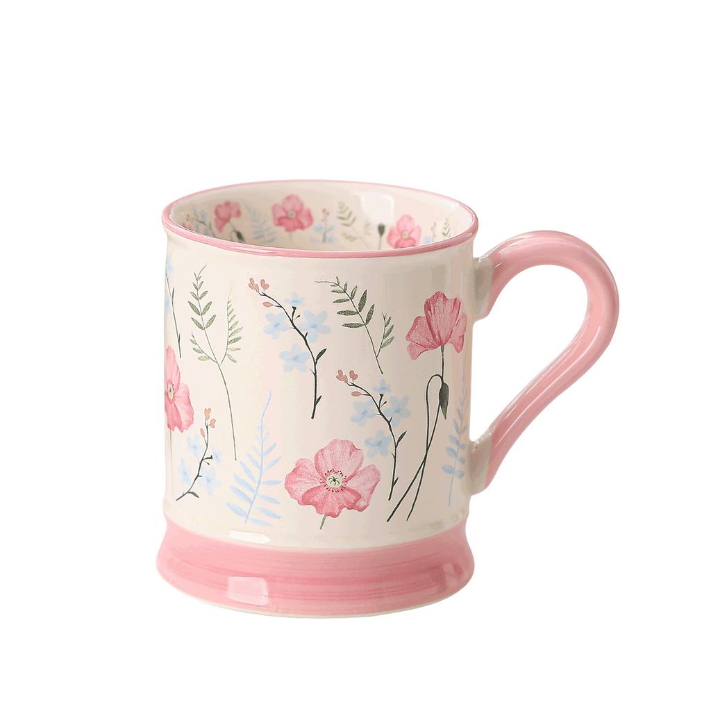 Flowery High End Ceramic Water Cup  High Looking Breakfast Cup  New Simple Mug  Souvenir Drinking Cup