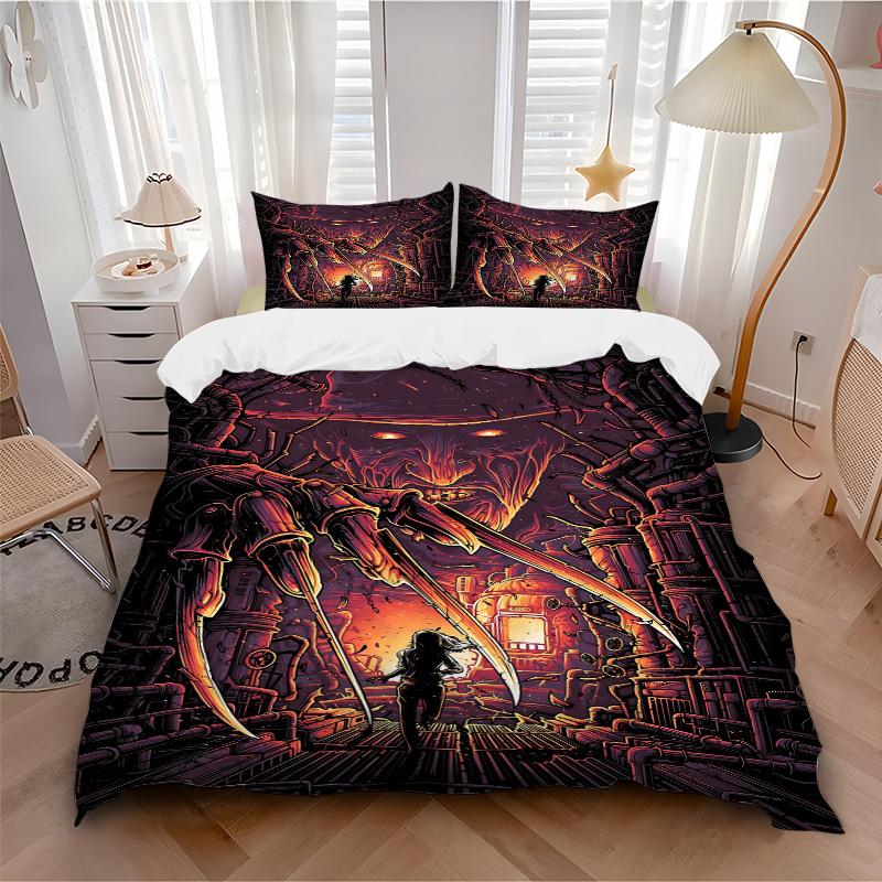 

3pcs A Nightmare on Elm Street Bedding Set, Soft Polyester Duvet Cover and Pillowcases Machine Washable Seasons all suitable 63 135x200cm