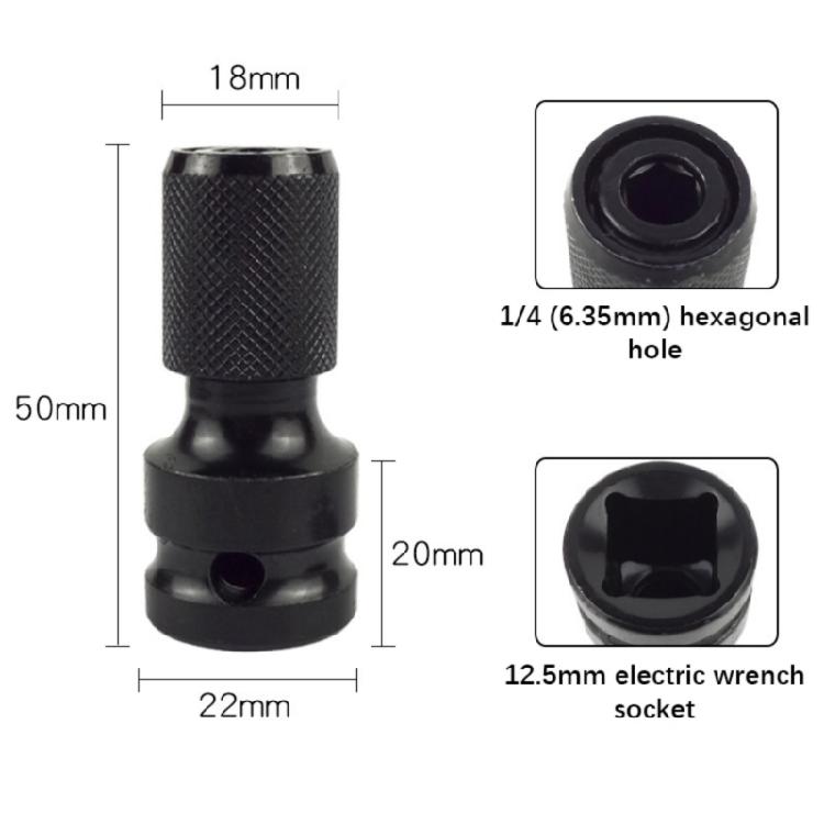 4Pcs Hexagonal Converter Adapter Socket Adapter 1/2inch Square Drive to 1/4inch For Electric Wrench Accessories