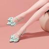 Fashion Ins Style Luxury Rhinestones Bowknot Satin Women Pumps Elegant Pointed Toe Mary Janes Stiletto High Heels Fashion Party Shoes