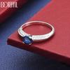 925 Sterling Silber Oval Blauer AAA Zirkonia Vier-Krappen-Ring - Stilvoller Abendring