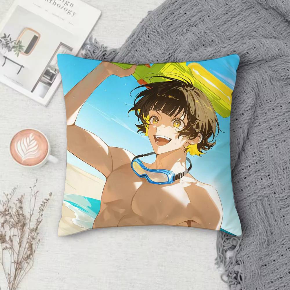 

FFree Swimming Anime Doublesided Printed Square Decorative Cushion Cover for Sofa Living Room Home Decor 30x30 cm