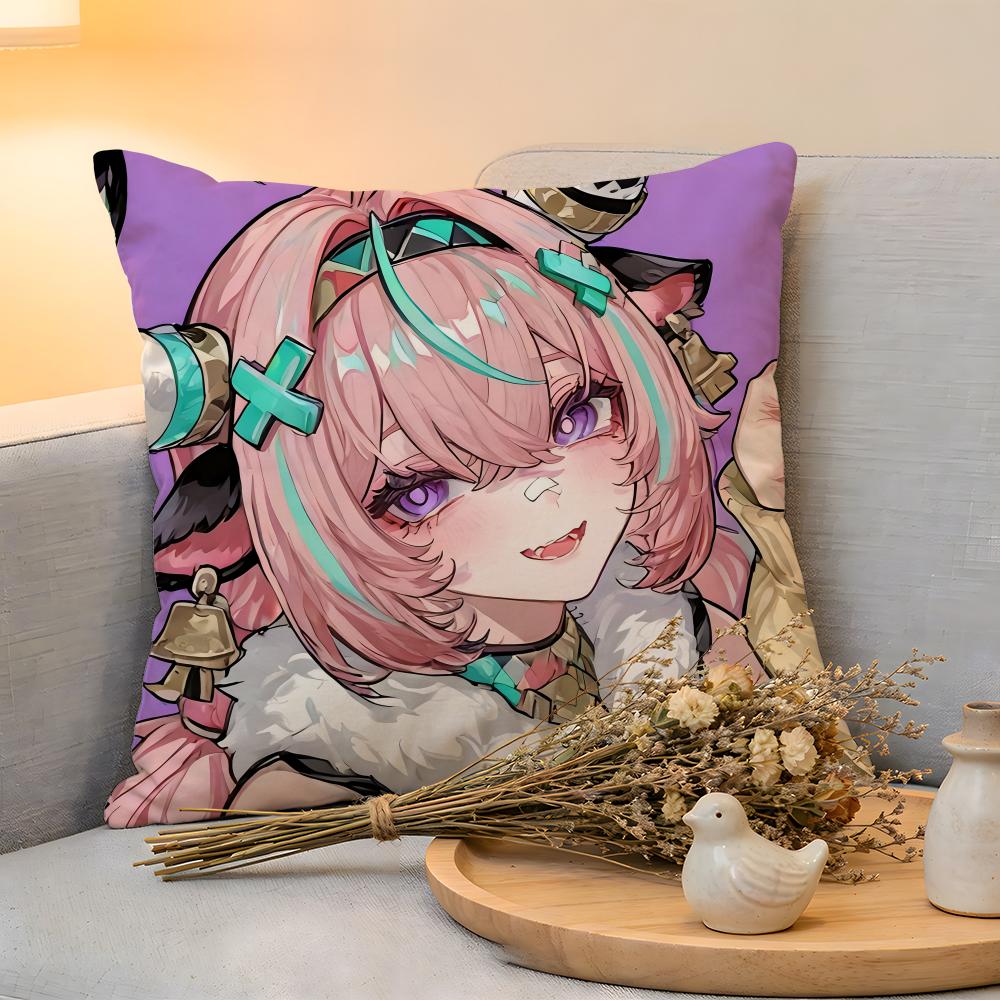 Cushion Cover  Linen  SkinFriendly Soft Decorative Case For Sofa Home Decor Hot Anime Genshin VVaresa Pillow cover