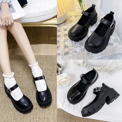 Retro Mary Jane Women's Shoes Lolita Heels Luxury Patent Leather High Heels Fashion Platform Square Heel Mary Janes Buckle Pumps