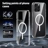 For iPhone 16 Pro Max Magnetic Case TPU+Acrylic Clear Phone Back Cover