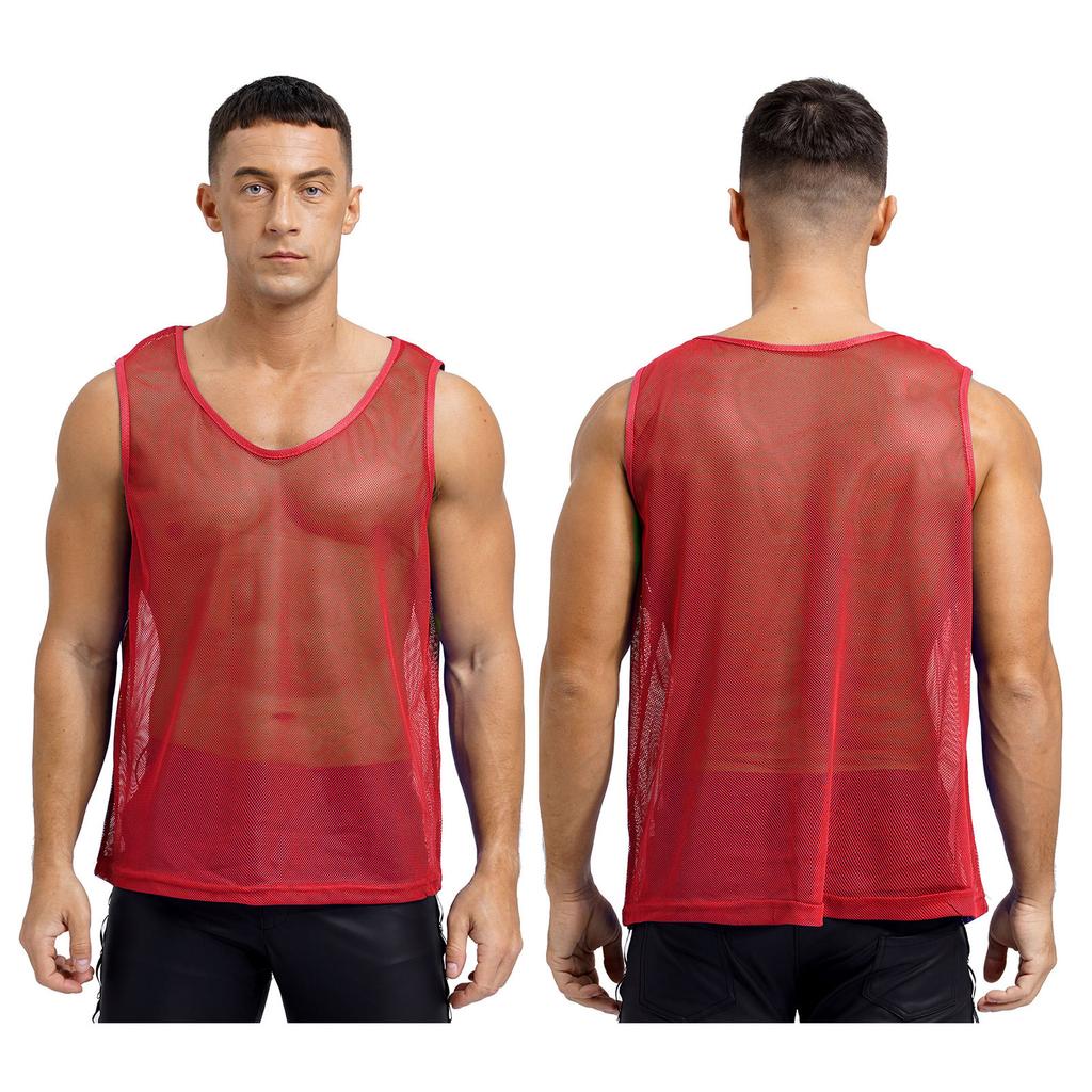 Gilet d'entraînement en maille ajourée pour homme Sport d'équipe Col rond Sans manches Débardeur Musculation Clubwear Tenue de plage