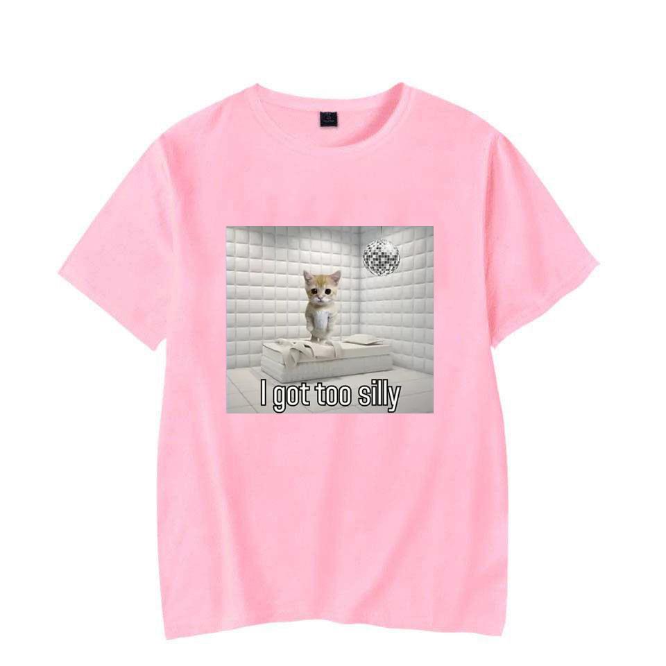 I Got Too Silly Funny Sad Crying Cat Meme T Shirt Men Women Trendy Short Sleeve T-shirt Summer Sport Casual Oversized Streetwear