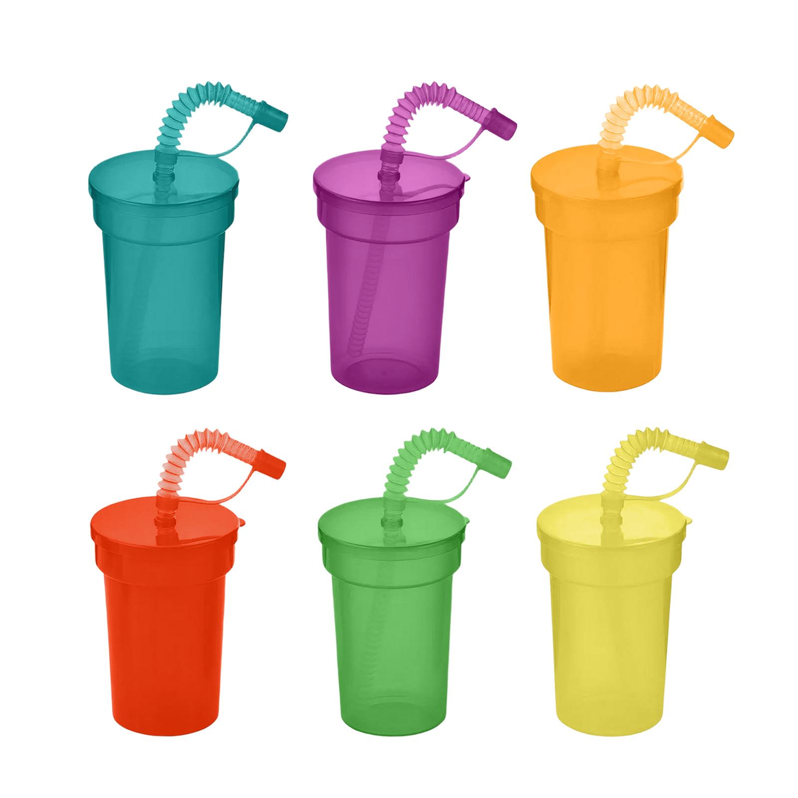 

Children s Colored Transparent 6-Color Straw Plastic Cup Outdoor Travel Adult Juice Stacking Cup one size