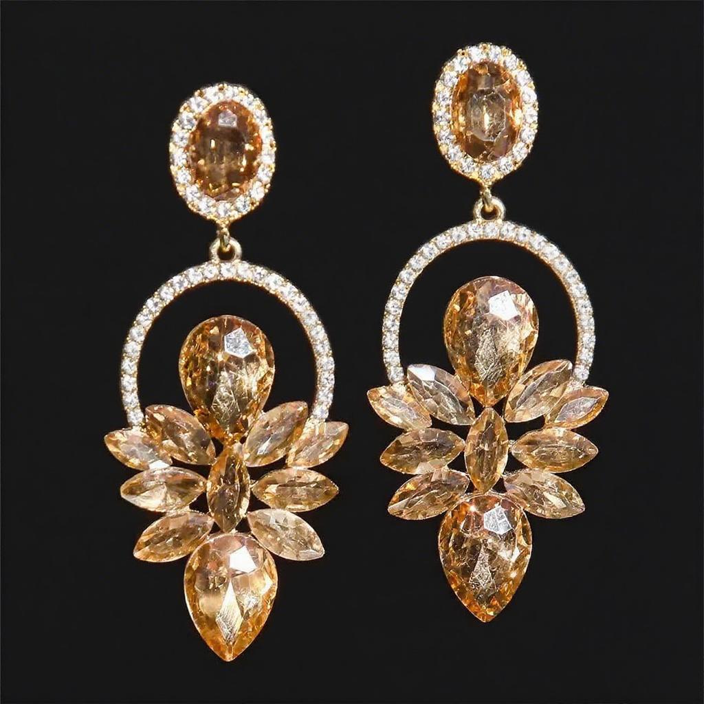 Multi-color luxury temperament inlaid zircon earrings women's stud earrings