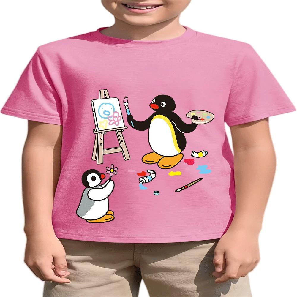 Horký výprodej 2026 Léto Dětské Pingu Kreslený Potisk Módní Tričko