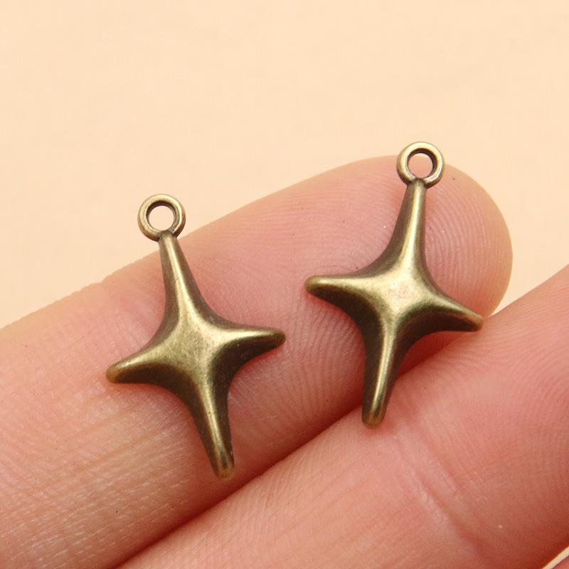 3 Colors 11x19mm DIY Alloy Retro Star Pendant - Handmade Jewelry Charm Accessories
