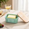 Butter Dish with Natural Wood Lid, Covered Butter Container for Refrigerator Storage and Everyday Table Service