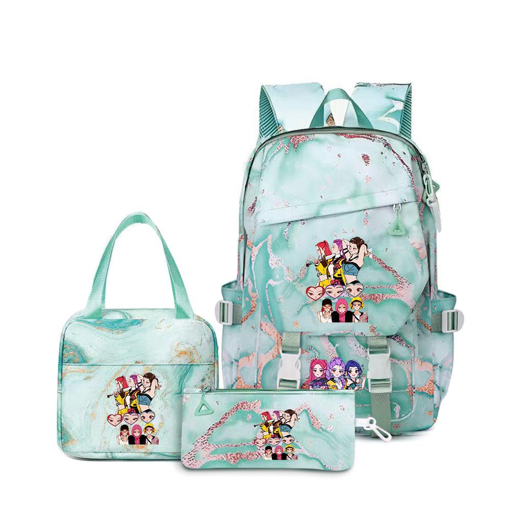 School Season Printed Student Schoolbag Backpack Shoulder Pencil Bag Three-Piece Set