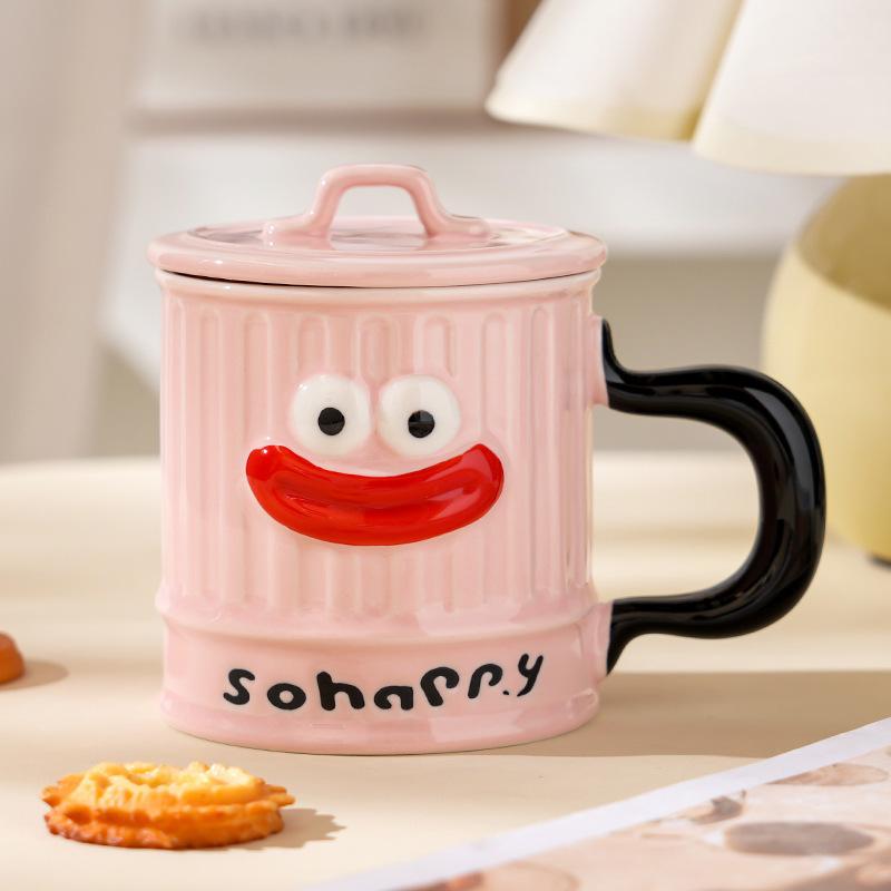 Creative Cute Ceramic Cup with Lid High Value Household Couple Water Cup Gift Box High End Souvenir Gift Mug