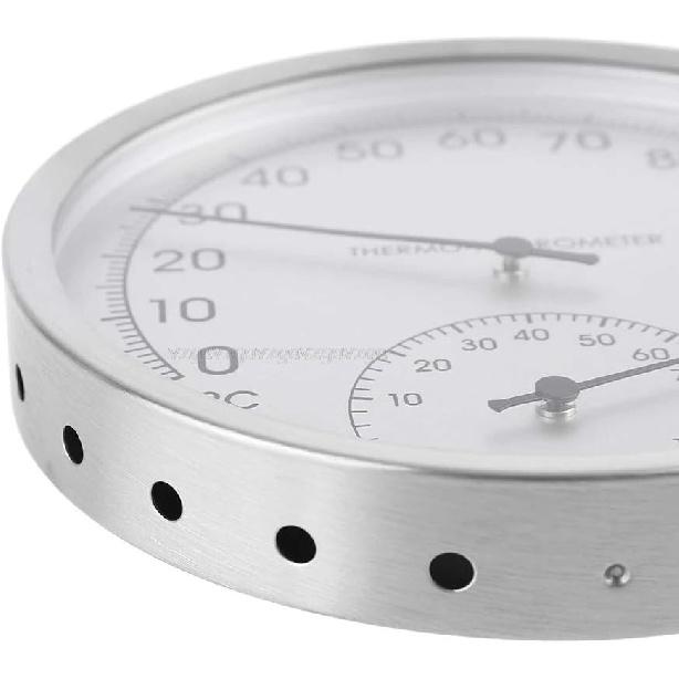 127mm 5" Thermometer Hygrometer Wall Hung Stainless Steel Indoor Outdoor Sauna Room Temperature Humidity Tester Monitor
