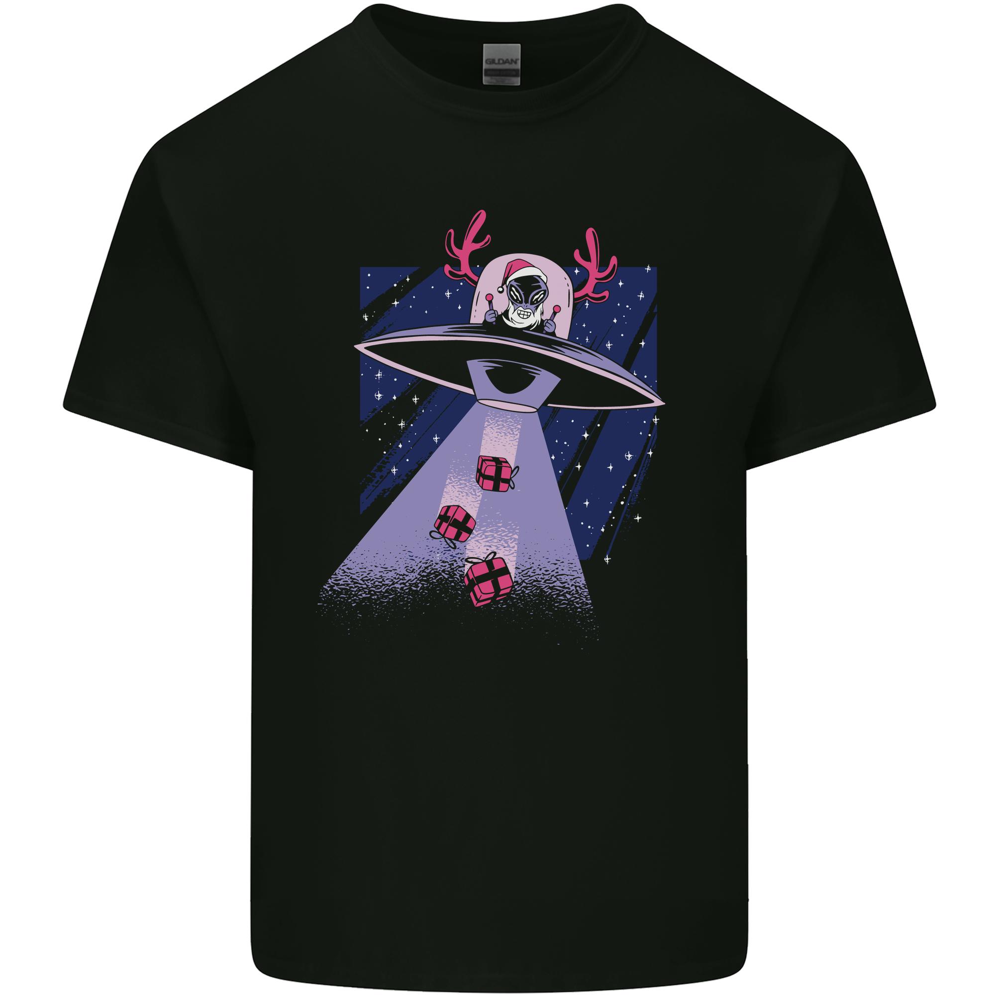 Christmas Alien Xmas Present Abduction UFO Funny Unisexs Light Cotton TShirt S