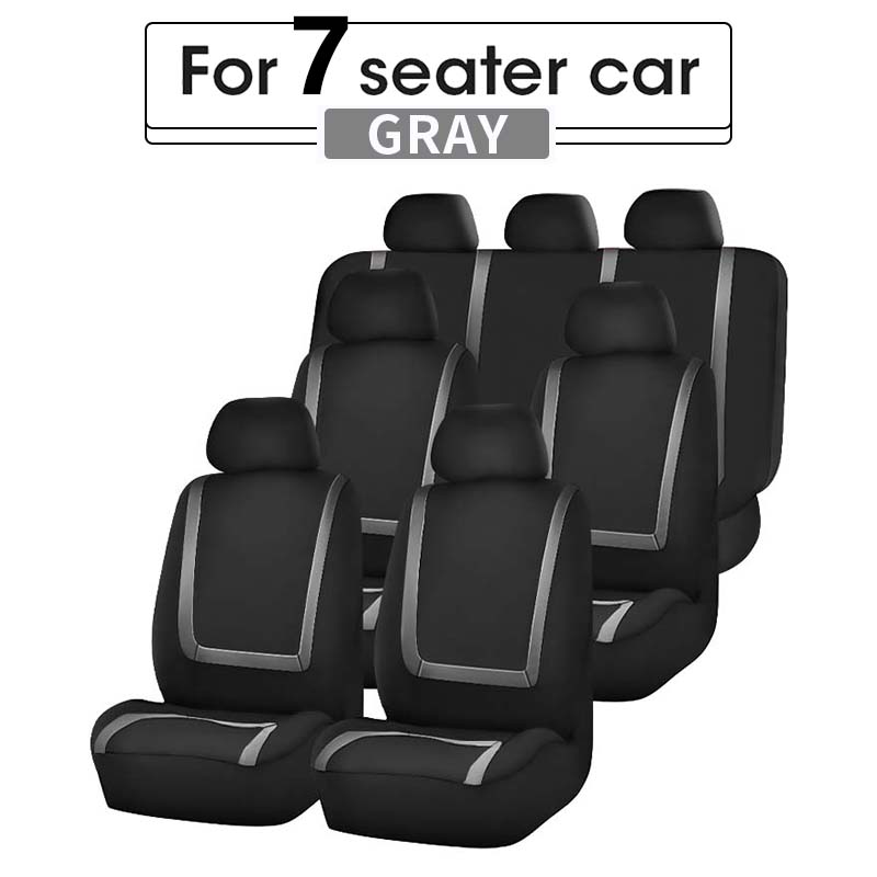 

Чехлы на автомобильные сиденья из 7 предметов, полный комплект, просты в установке, универсальны, подходят для легковых, грузовых автомобилей, фургонов, внедорожников. серый/чёрный