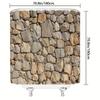 Stone Brick Wall Shower Curtain, Pastoral Farmhouse Design, Brown Gray Marble Rock Print, Machine Washable