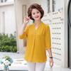 Solid V-neck Half Sleeve Shirt Woman Fashion Blouse Tops